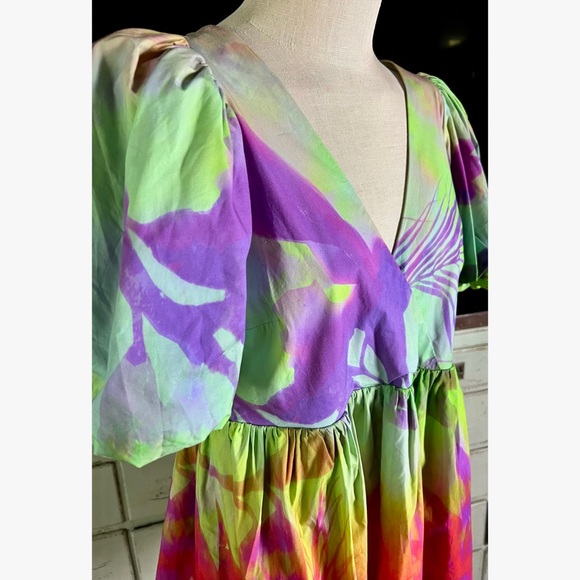 Anthropologie Tracy Reese Puff Sleeve Surplice Dress M - Picture 5 of 9